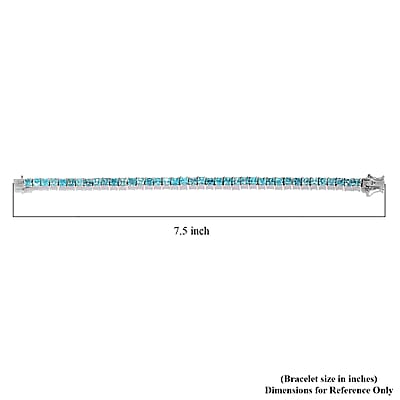 Asscher Cut Madagascar Paraiba Apatite Tennis Bracelet in Platinum Over Sterling Silver (7.25 In) 14.00 ctw