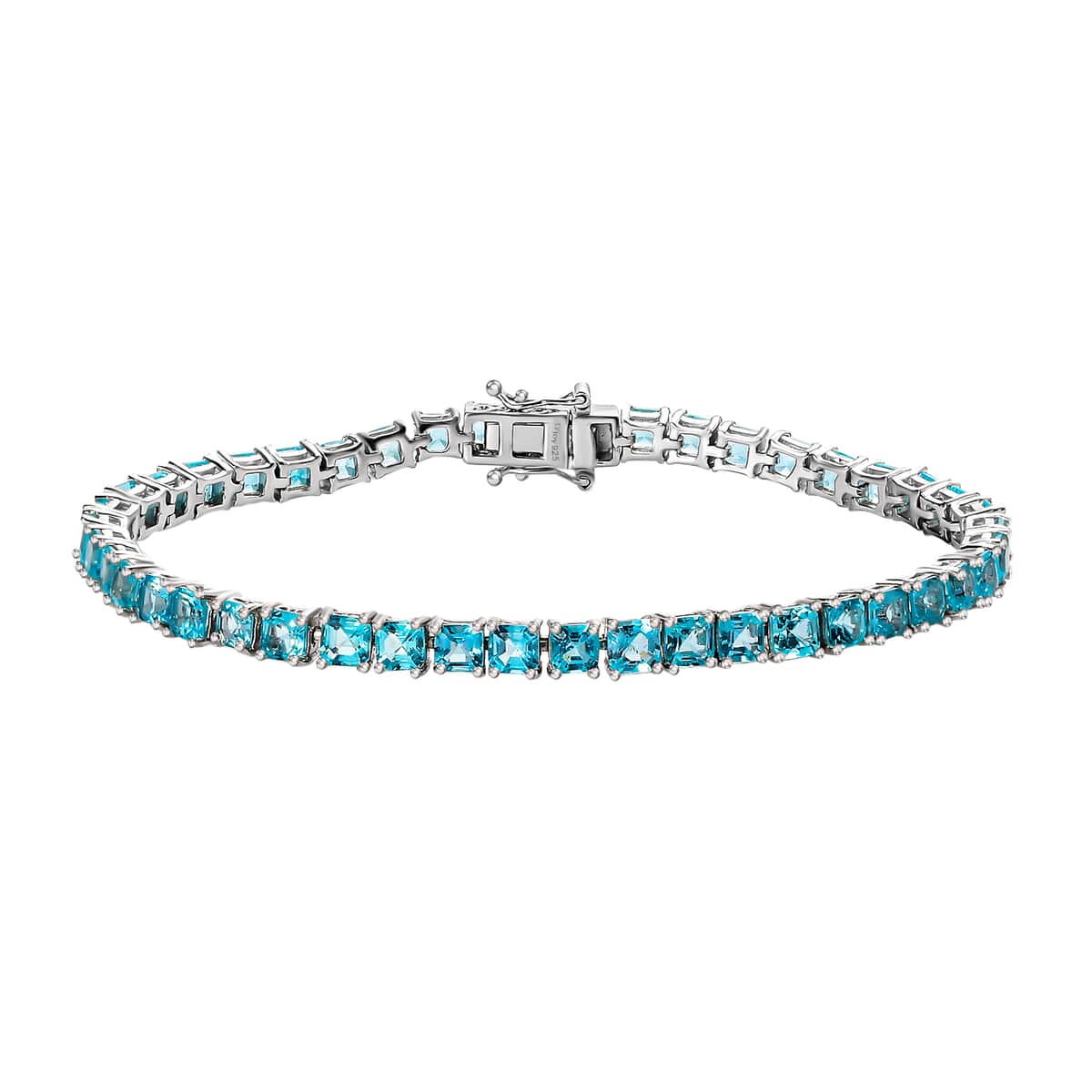 Madagascar Paraiba Apatite Bracelet in Platinum Over Sterling Silver, Silver  Tennis Bracelet, Birthday Gifts (8.00 In) 14.50 ctw image number 0