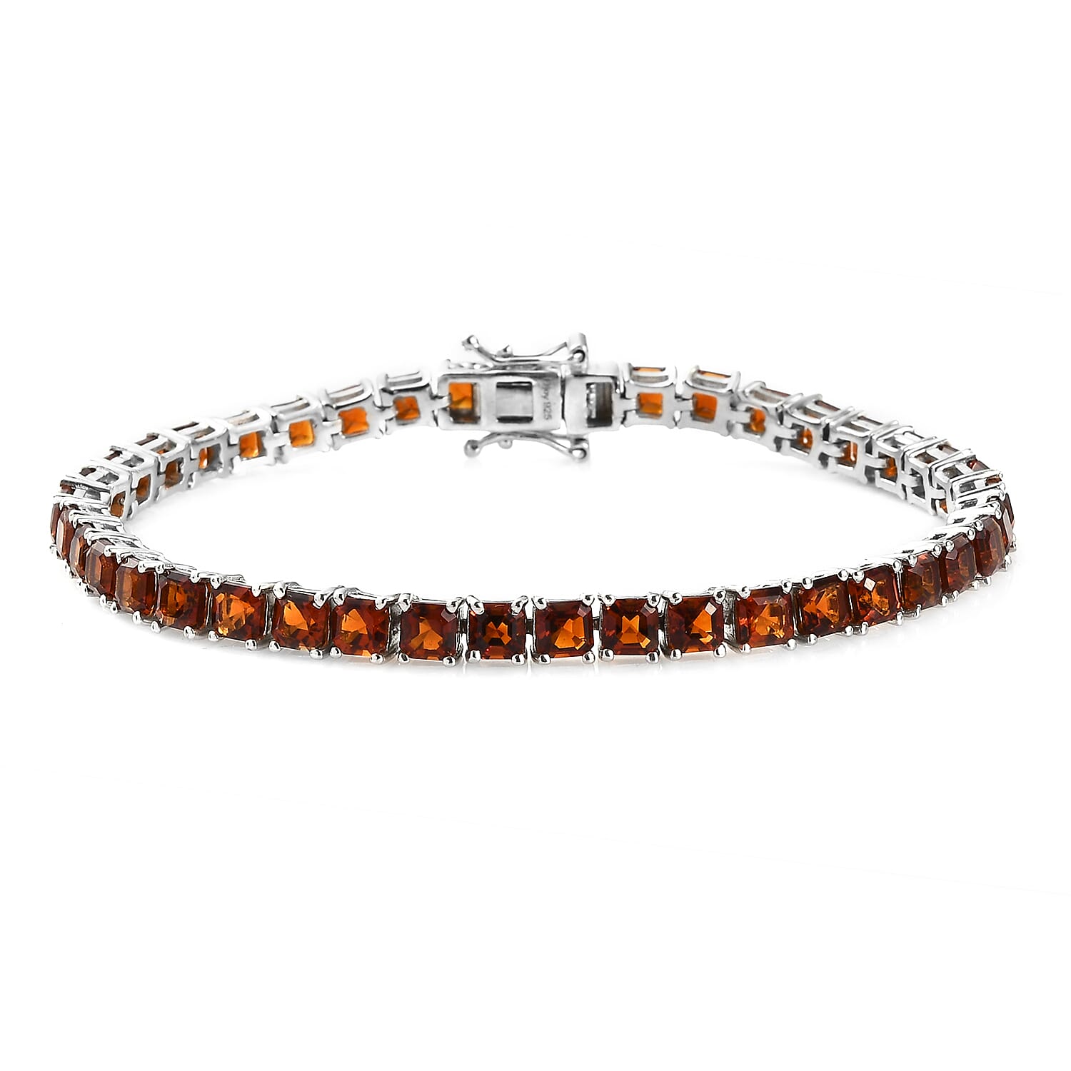 Brazilian Cherry Citrine Tennis Bracelet in Platinum Over Sterling Silver (7.25 In) 11.25 ctw