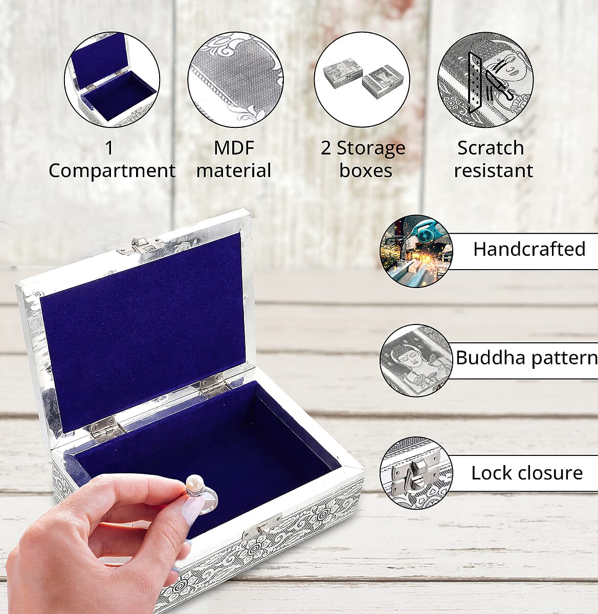 Aluminium Oxidized Set of 2 Nesting Storage Box image number 2