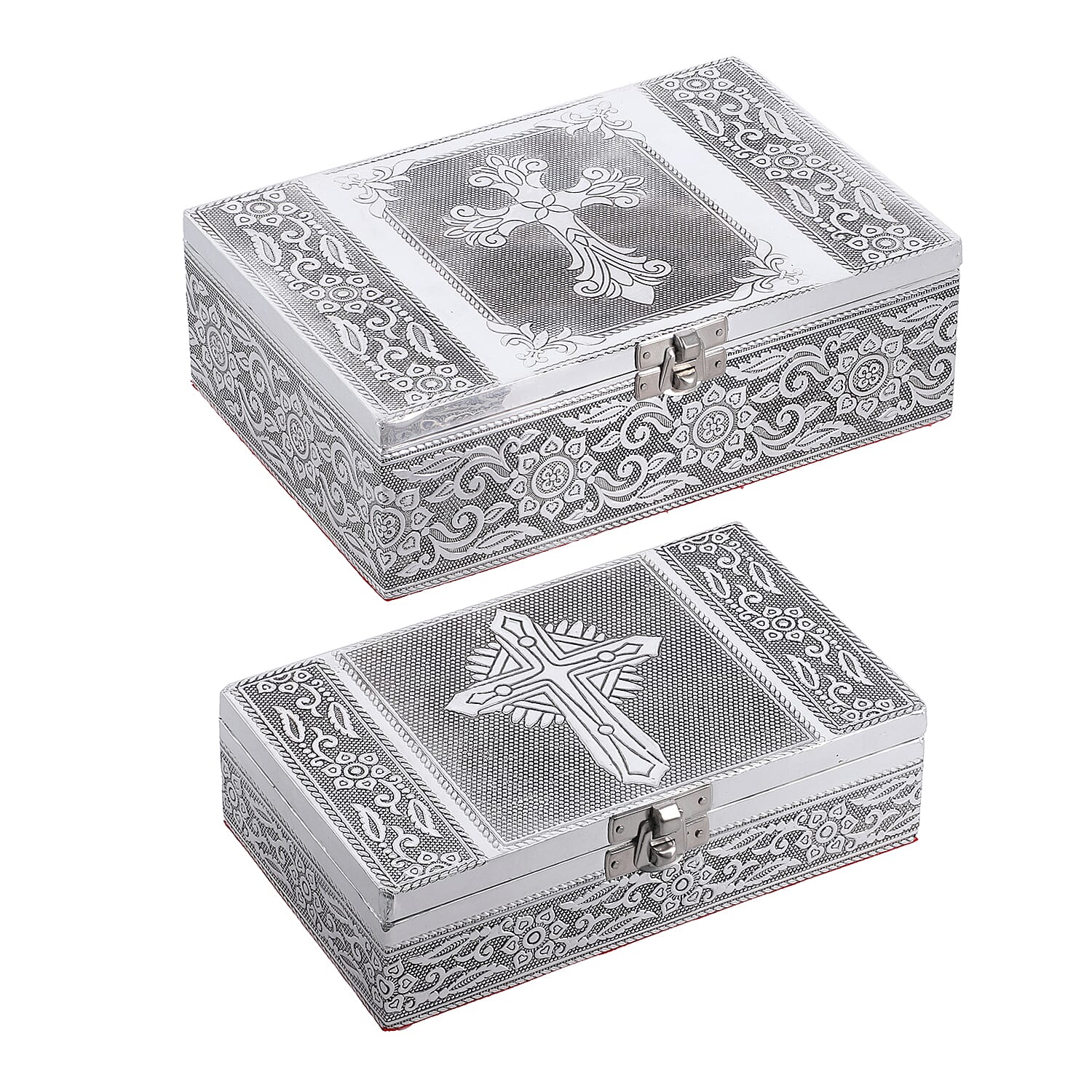 "Horse Embossed Aluminium Oxidized Set of x Nesting Storage Boxes Size : 7.8x5.3x2.75 inch 6.5x4x1.5 inch"