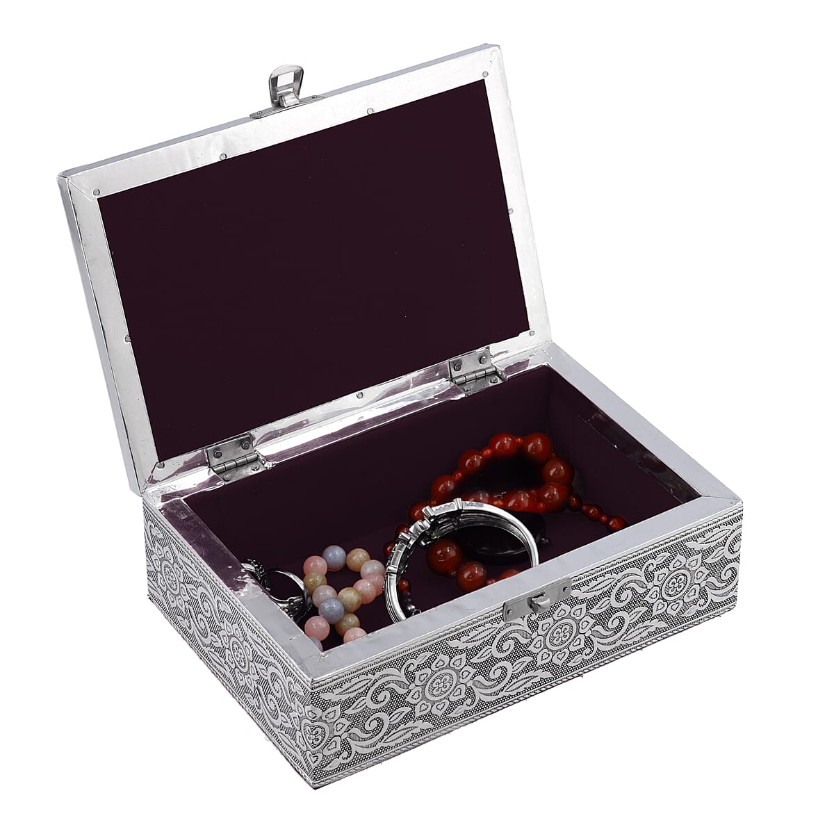 Cross Embossed Aluminium Oxidized Set of 2 Nesting Storage Box image number 2