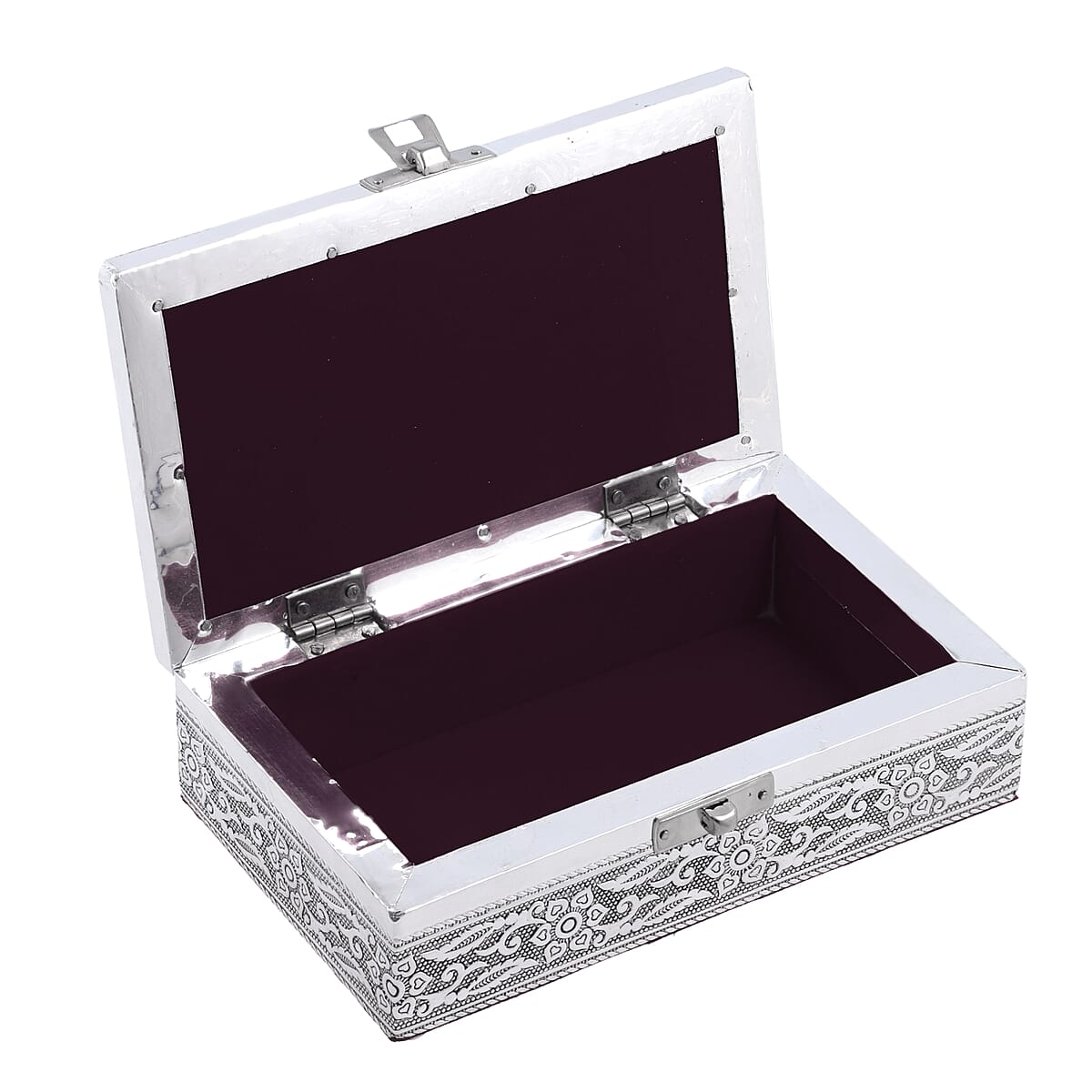 Cross Embossed Aluminium Oxidized Set of 2 Nesting Storage Box image number 3