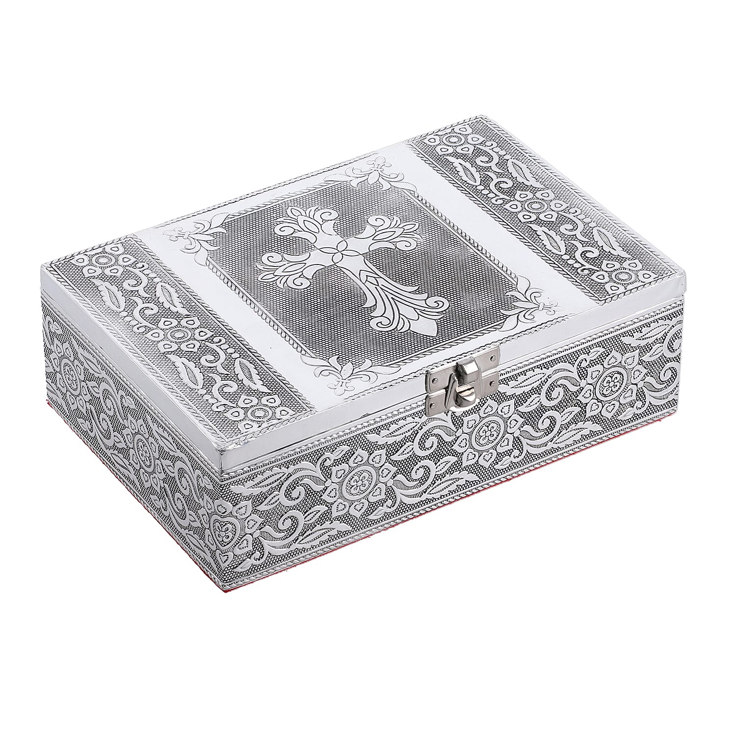Cross Embossed Aluminium Oxidized Set of 2 Nesting Storage Box