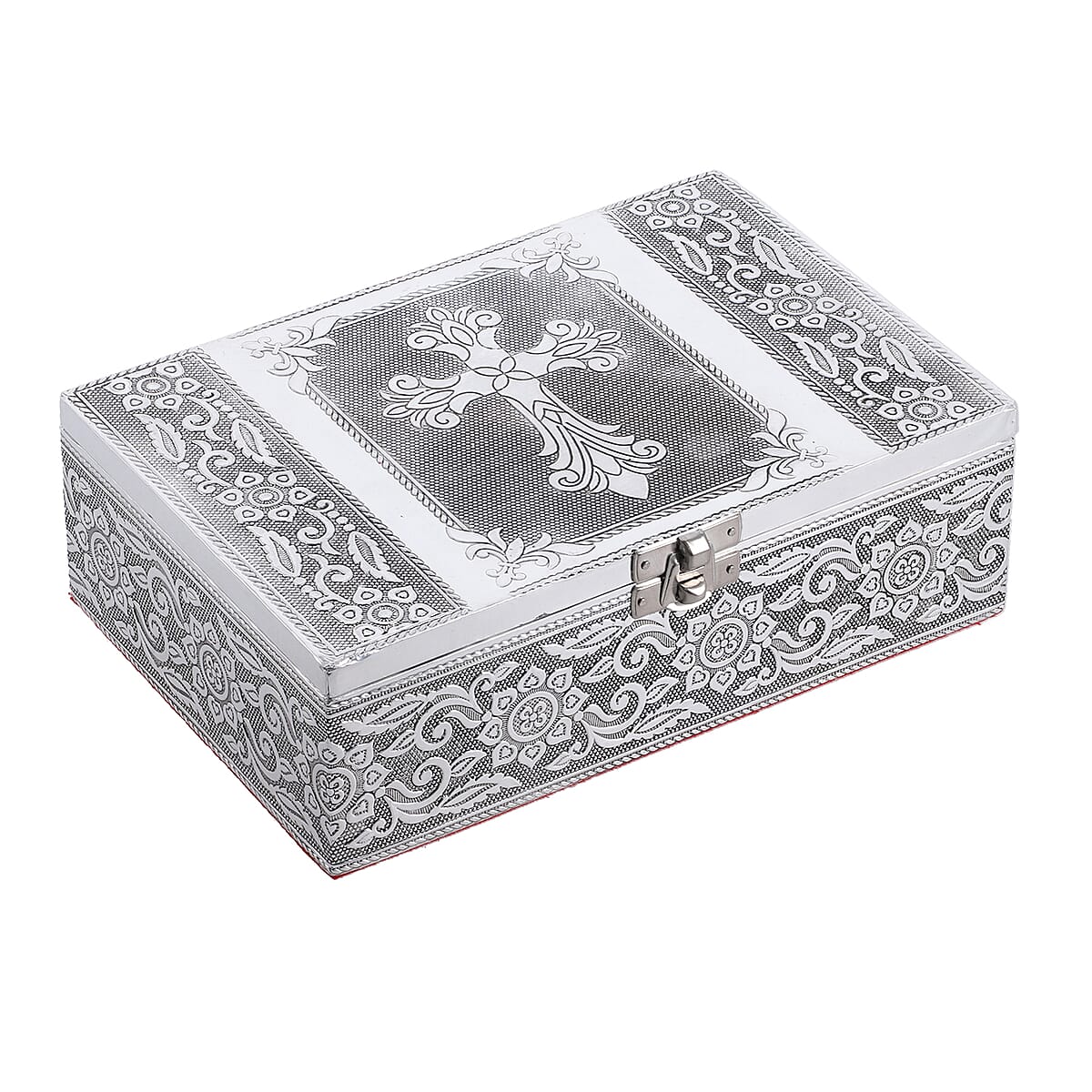 Cross Embossed Aluminium Oxidized Set of 2 Nesting Storage Box image number 4