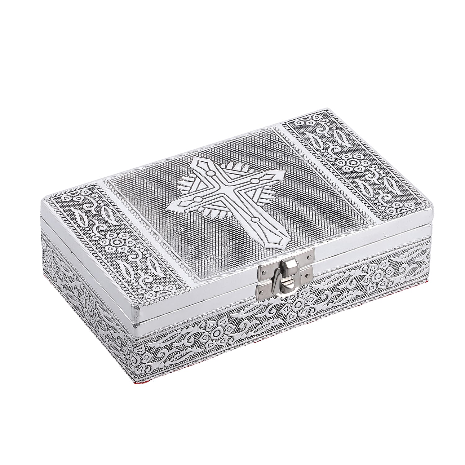 Cross Embossed Aluminium Oxidized Set of 2 Nesting Storage Box