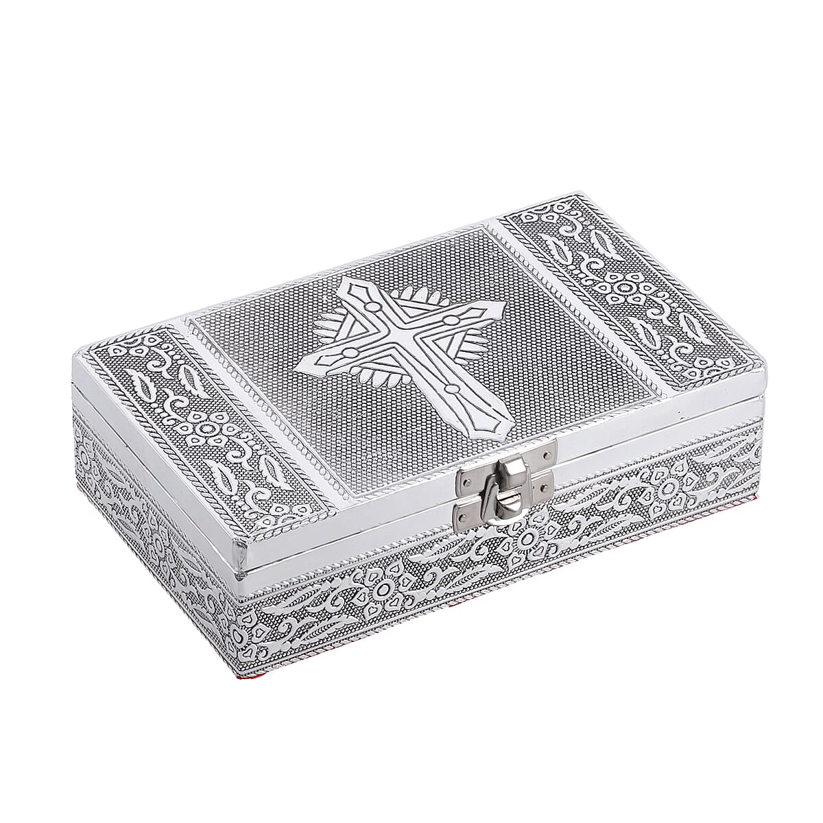 Cross Embossed Aluminium Oxidized Set of 2 Nesting Storage Box image number 5