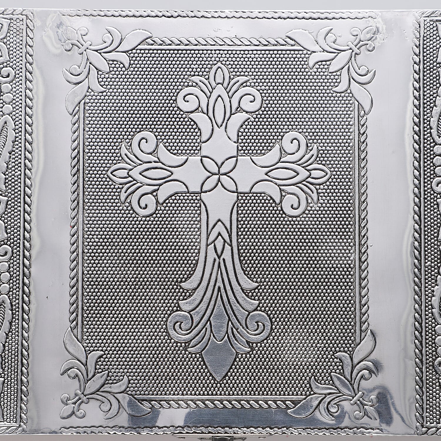 Cross Embossed Aluminium Oxidized Set of 2 Nesting Storage Box