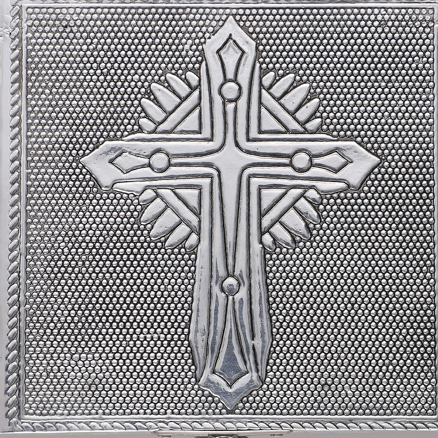 Cross Embossed Aluminium Oxidized Set of 2 Nesting Storage Box