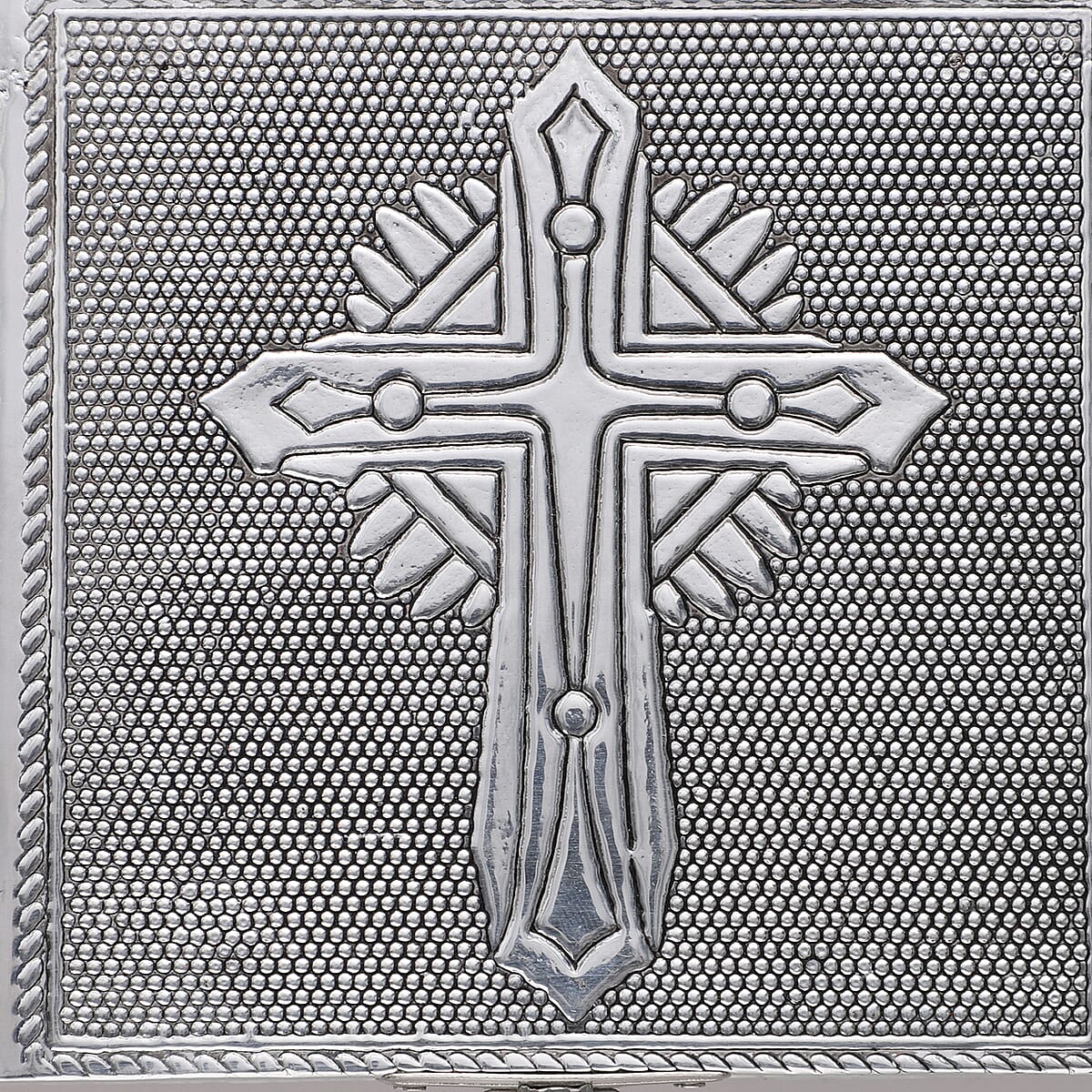 Cross Embossed Aluminium Oxidized Set of 2 Nesting Storage Box image number 7