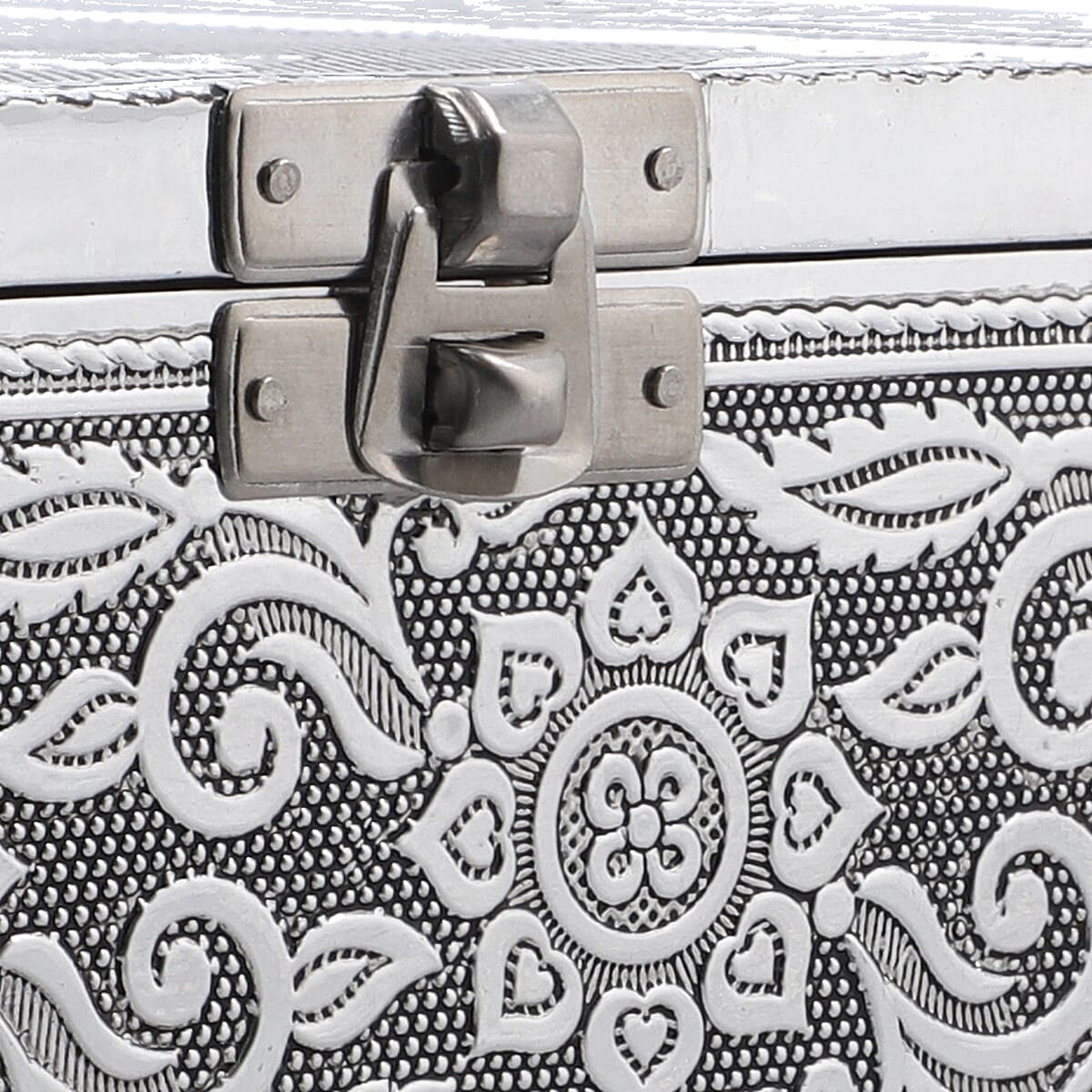 Cross Embossed Aluminium Oxidized Set of 2 Nesting Storage Box image number 8