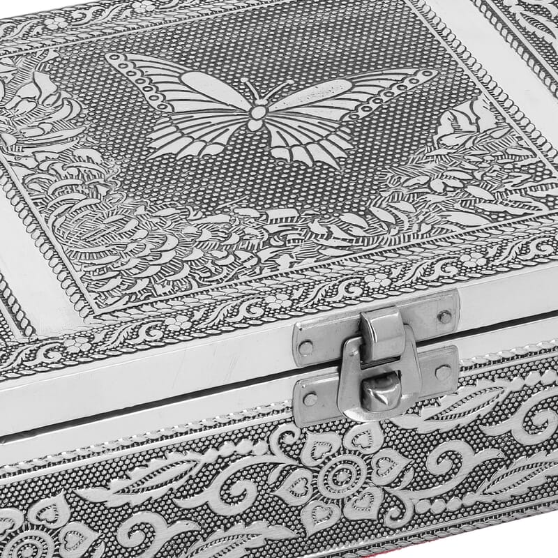 Dragonfly and Butterfly Embossed Aluminium Oxidized Set of 2 Nesting Storage Box