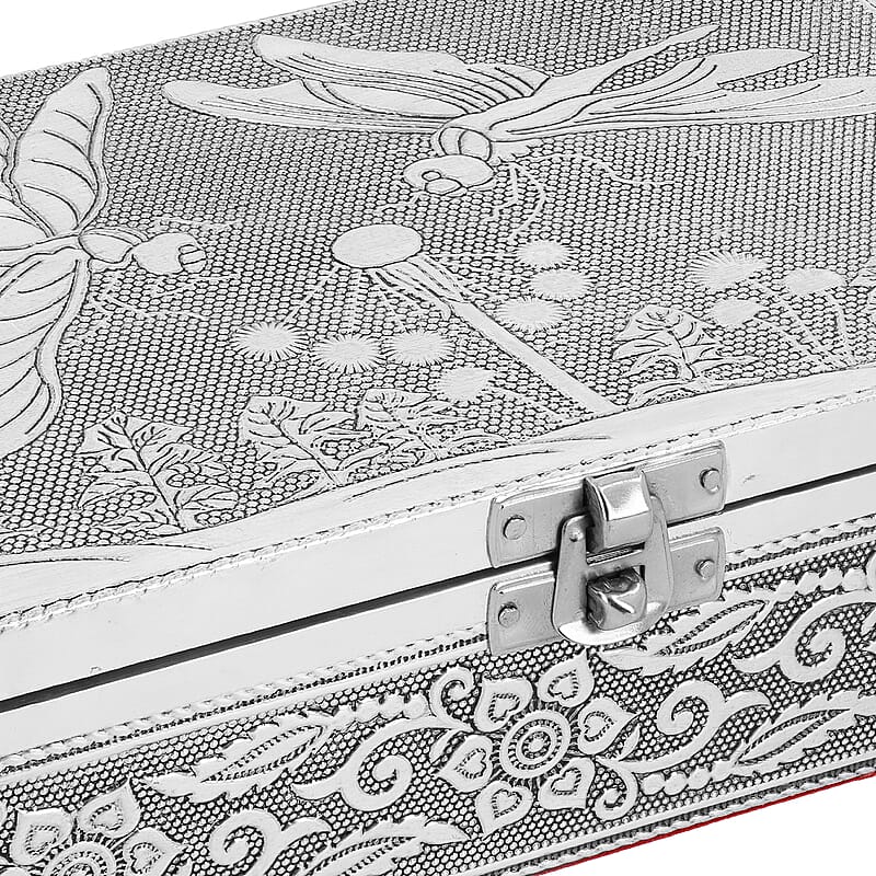 Dragonfly and Butterfly Embossed Aluminium Oxidized Set of 2 Nesting Storage Box