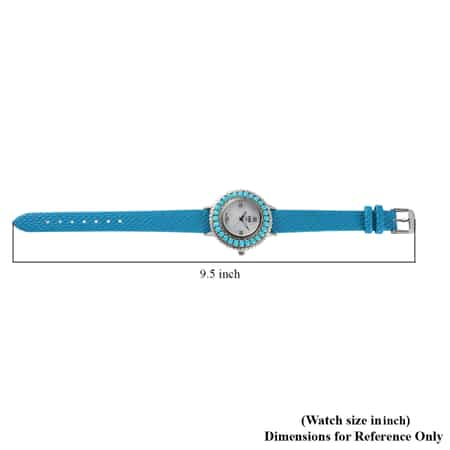 GP Eon 1962 Sleeping Beauty Turquoise Swiss Movement Watch with Blue Genuine Leather Strap in Platinum Over Sterling Silver 3.85 ctw image number 5