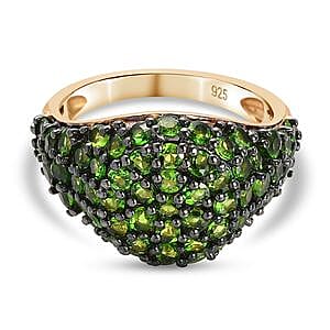 Chrome Diopside 2.67 ctw Ring in 14K Yellow Gold Over Sterling Silver (Size 6.5)