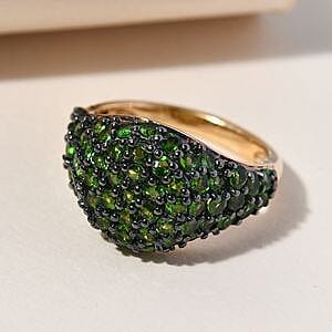 Chrome Diopside 2.67 ctw Ring in 14K Yellow Gold Over Sterling Silver (Size 6.5)