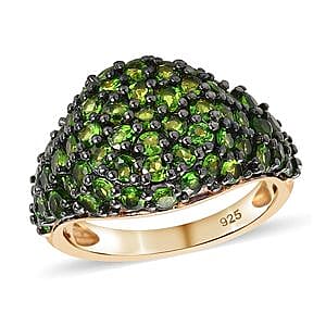 Chrome Diopside 2.67 ctw Ring in 14K Yellow Gold Over Sterling Silver (Size 6.5)