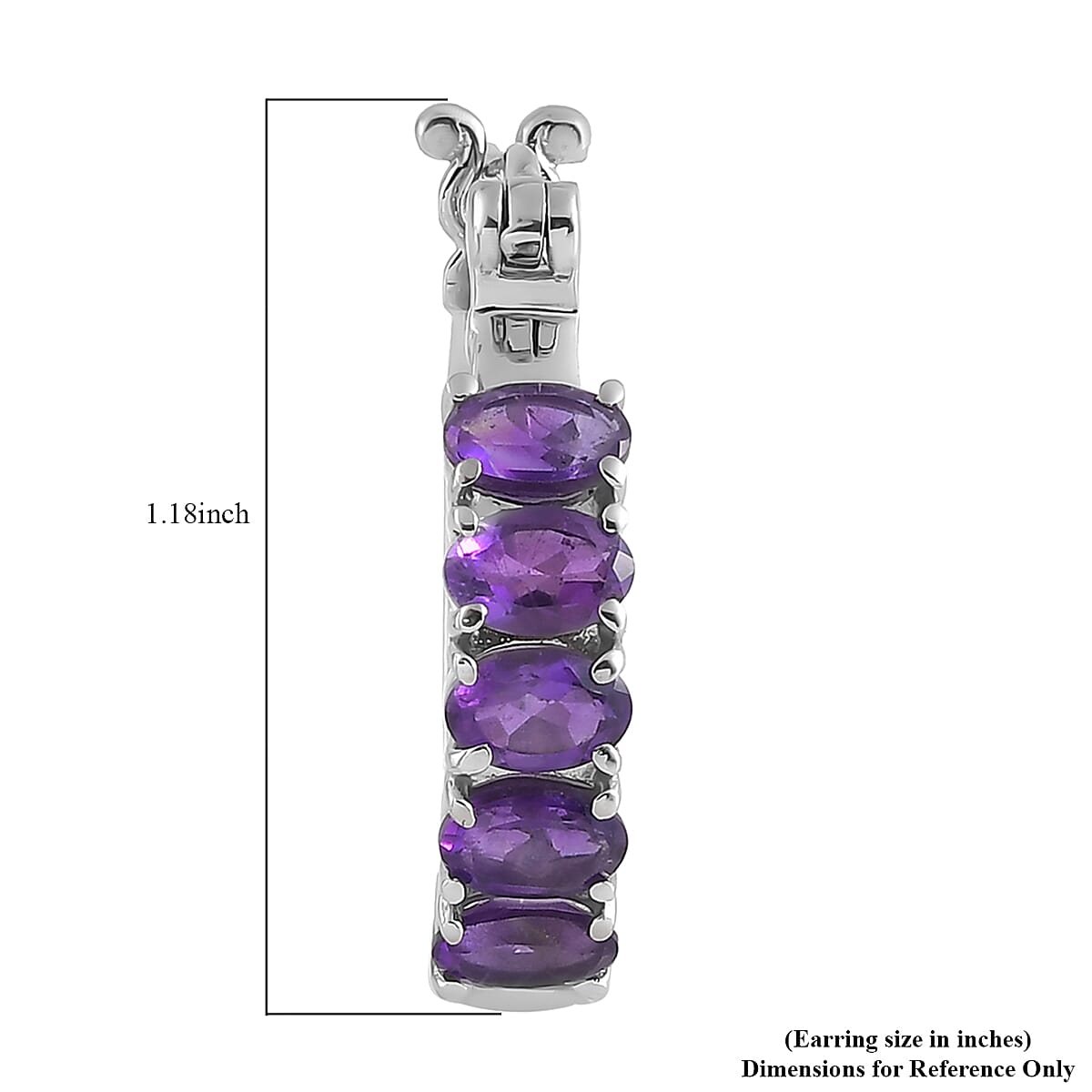 Amethyst Hoop Earrings in Stainless Steel 4.15 ctw image number 4