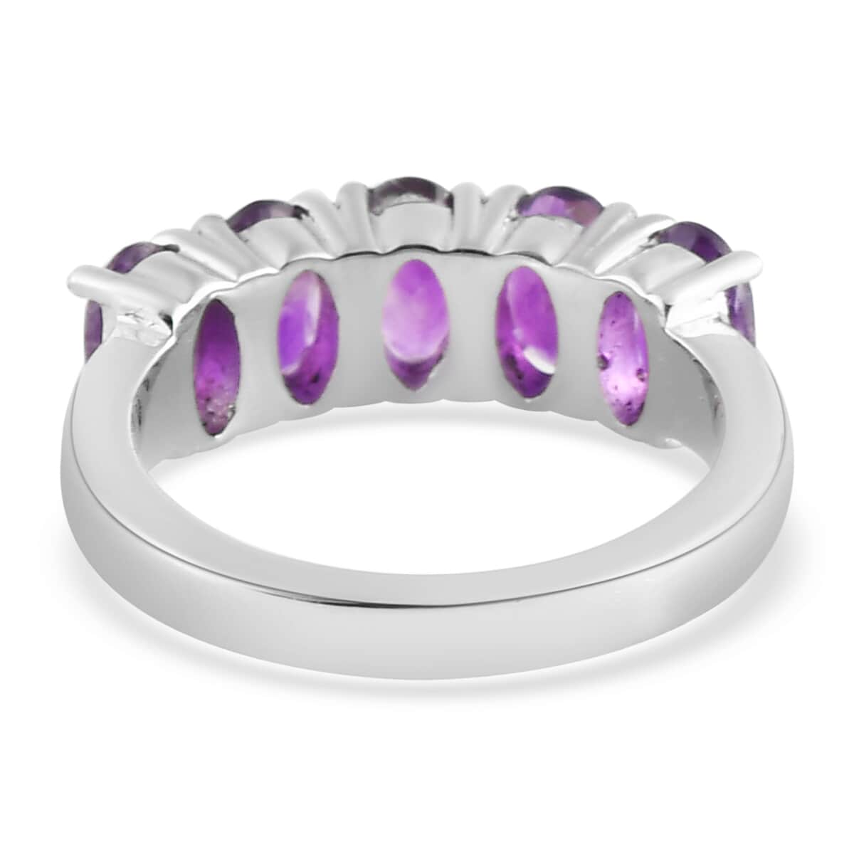 Amethyst 5 Stone Ring in Stainless Steel (Size 6.0) 2.25 ctw image number 4