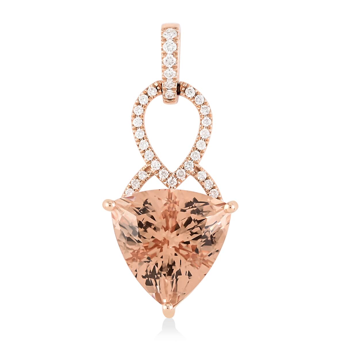 Iliana 18K Rose Gold AAA Certified and Appraised Marropino Morganite and G-H SI Diamond Pendant 4.70 Grams 11.20 ctw image number 0