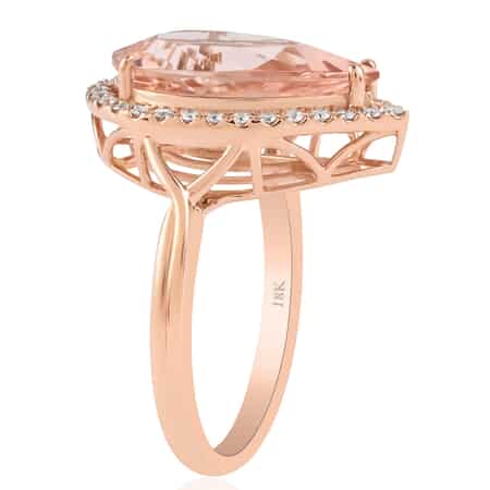 Iliana 18K Rose Gold AAA Marropino Morganite and G-H SI Diamond Ring (Size 9.0) 4.60 Grams 5.60 ctw image number 3