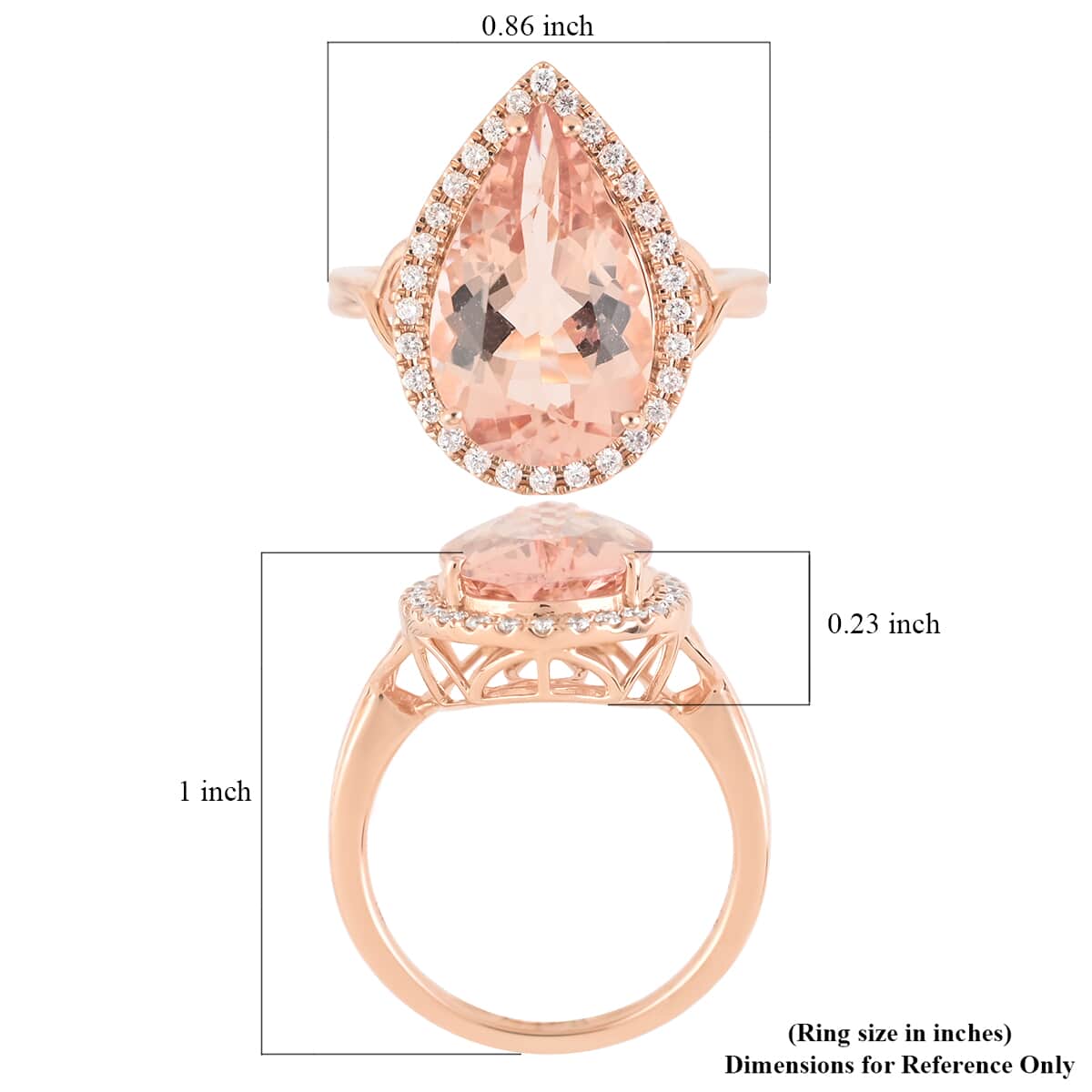 Iliana 18K Rose Gold AAA Marropino Morganite and G-H SI Diamond Ring (Size 9.0) 4.60 Grams 5.60 ctw image number 5
