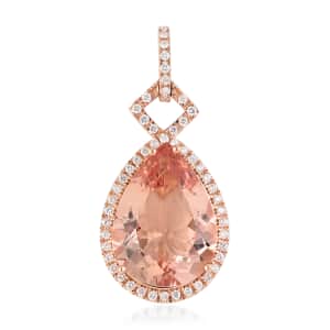 Iliana 18K Rose Gold AAA Certified Marropino Morganite, G-H SI Diamond Pendant 9.65 ctw