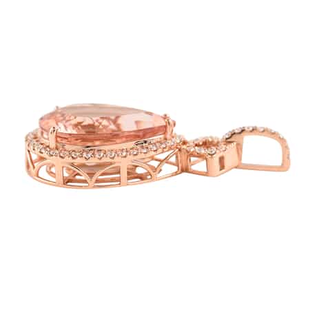 Iliana 18K Rose Gold AAA Certified Marropino Morganite, G-H SI Diamond Pendant 9.65 ctw image number 2