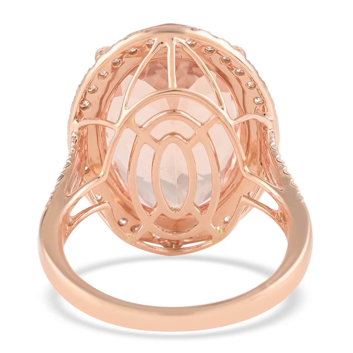ILIANA 18K Rose Gold Certified and Appraised AAA Marropino Morganite and Diamond G-H SI Ring 5.30 Grams 13.15 ctw image number 4