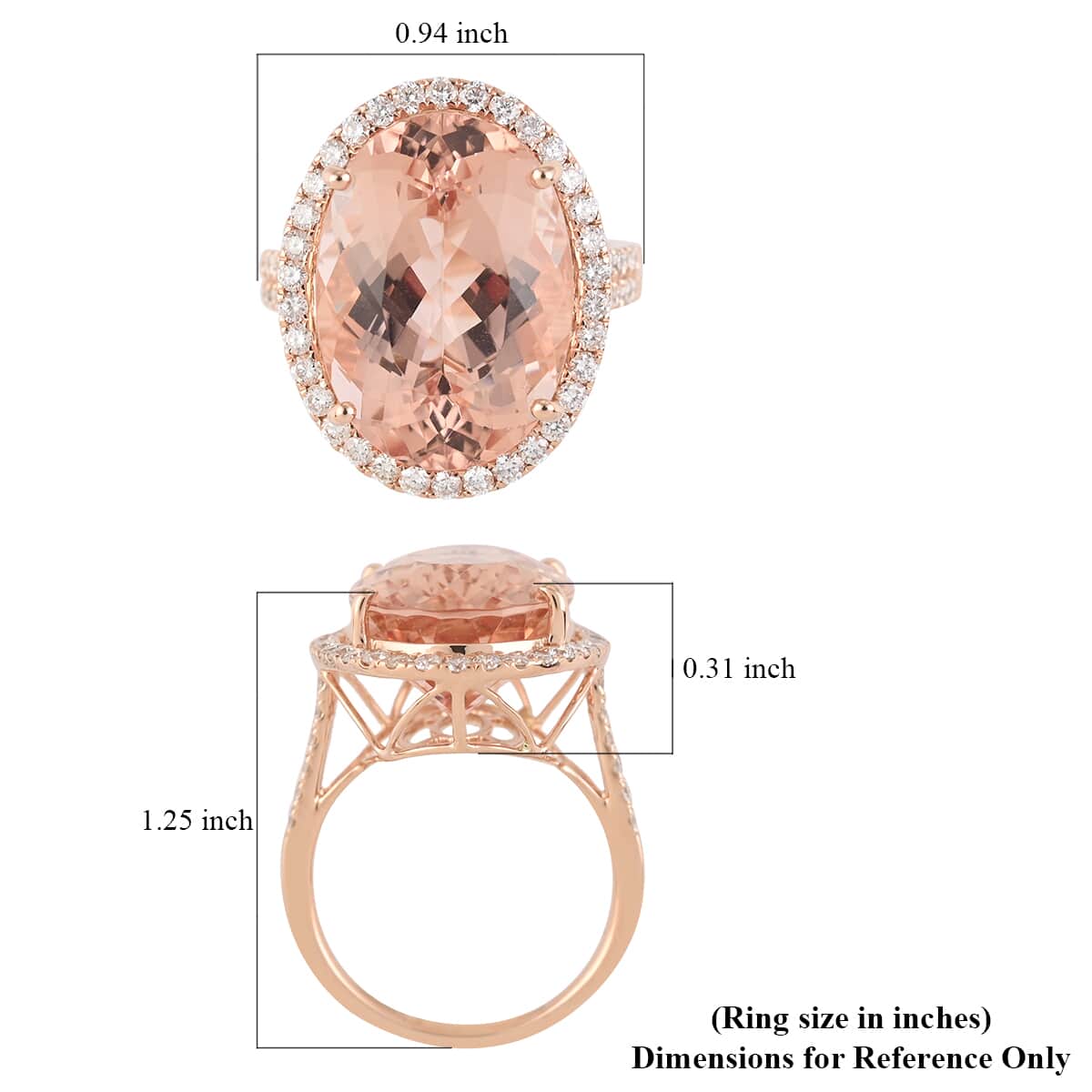 ILIANA 18K Rose Gold Certified and Appraised AAA Marropino Morganite and Diamond G-H SI Ring 5.30 Grams 13.15 ctw image number 5