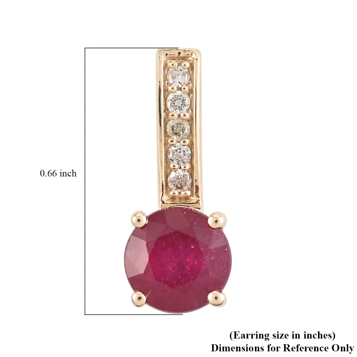 Certified & Appraised Luxoro 10K Yellow Gold AAA Niassa Ruby (FF) and G-H I2 Diamond Earrings 2.60 ctw image number 4