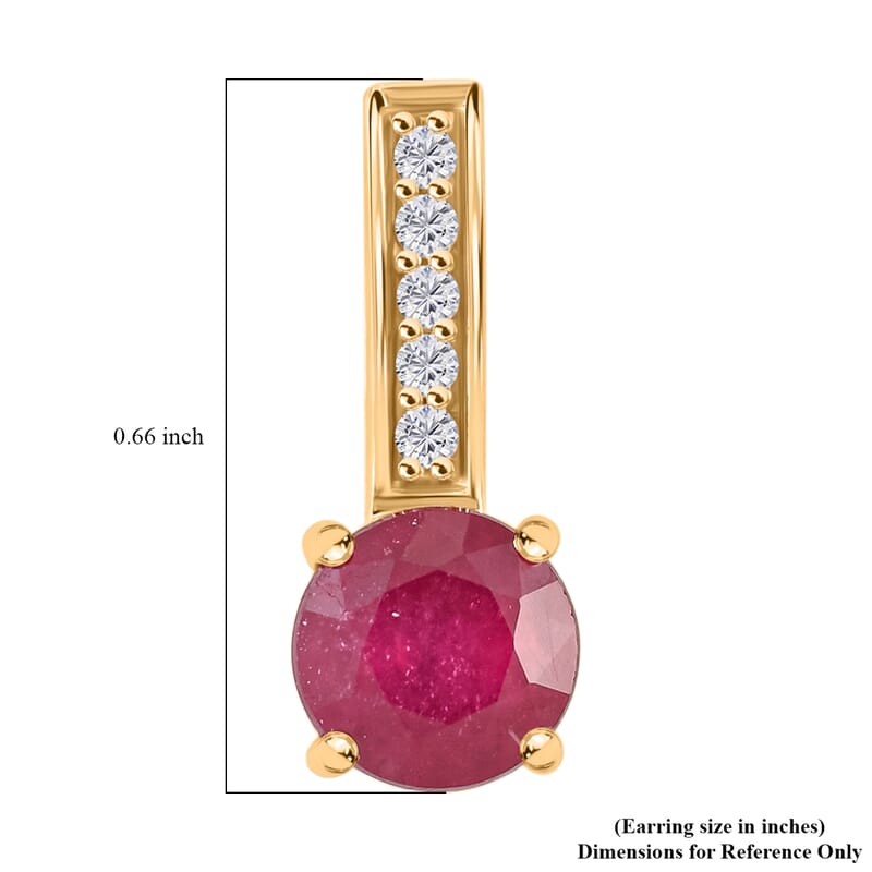 Certified & Appraised Luxoro 10K Yellow Gold AAA Niassa Ruby (FF) and G-H I2 Diamond Earrings 2.60 ctw
