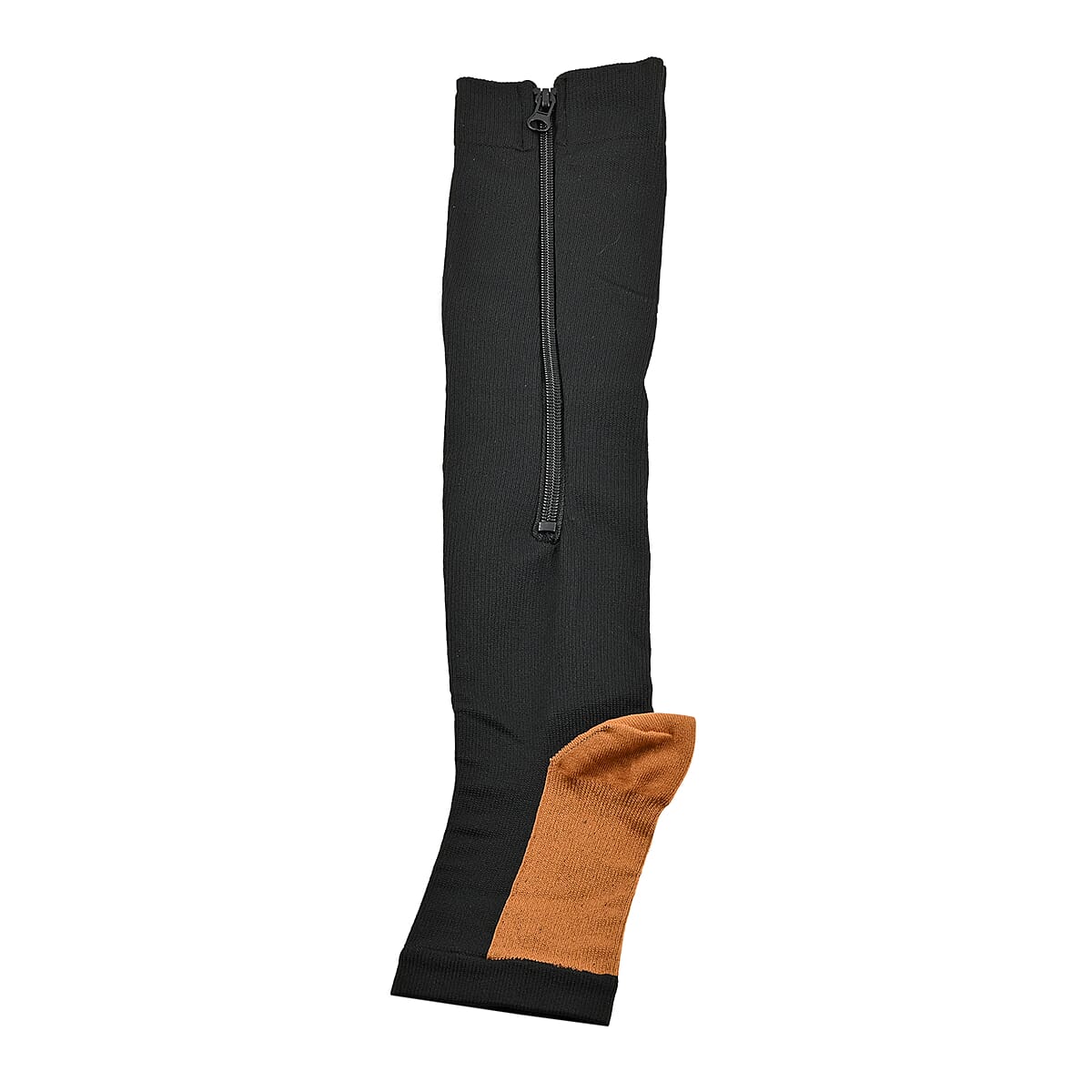 Set of 2 Black and Brown Spandex and Nylon Compression Socks with Zipper (XXL) image number 1
