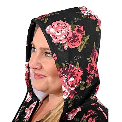 LIT26 Black Vintage Rose Fleece Zip-up Hoodie - 1X