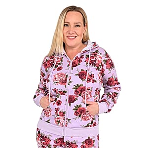 LIT26 Dusty Pink Vintage Rose Fleece Zip-up Hoodie - S