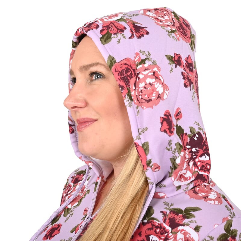 LIT26 Dusty Pink Vintage Rose Fleece Zip-up Hoodie - S