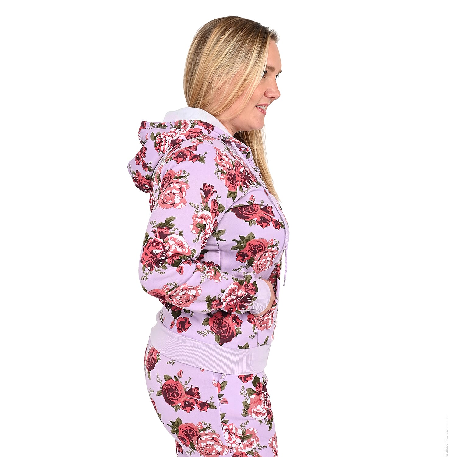 LIT26 Dusty Pink Vintage Rose Fleece Zip-up Hoodie - M