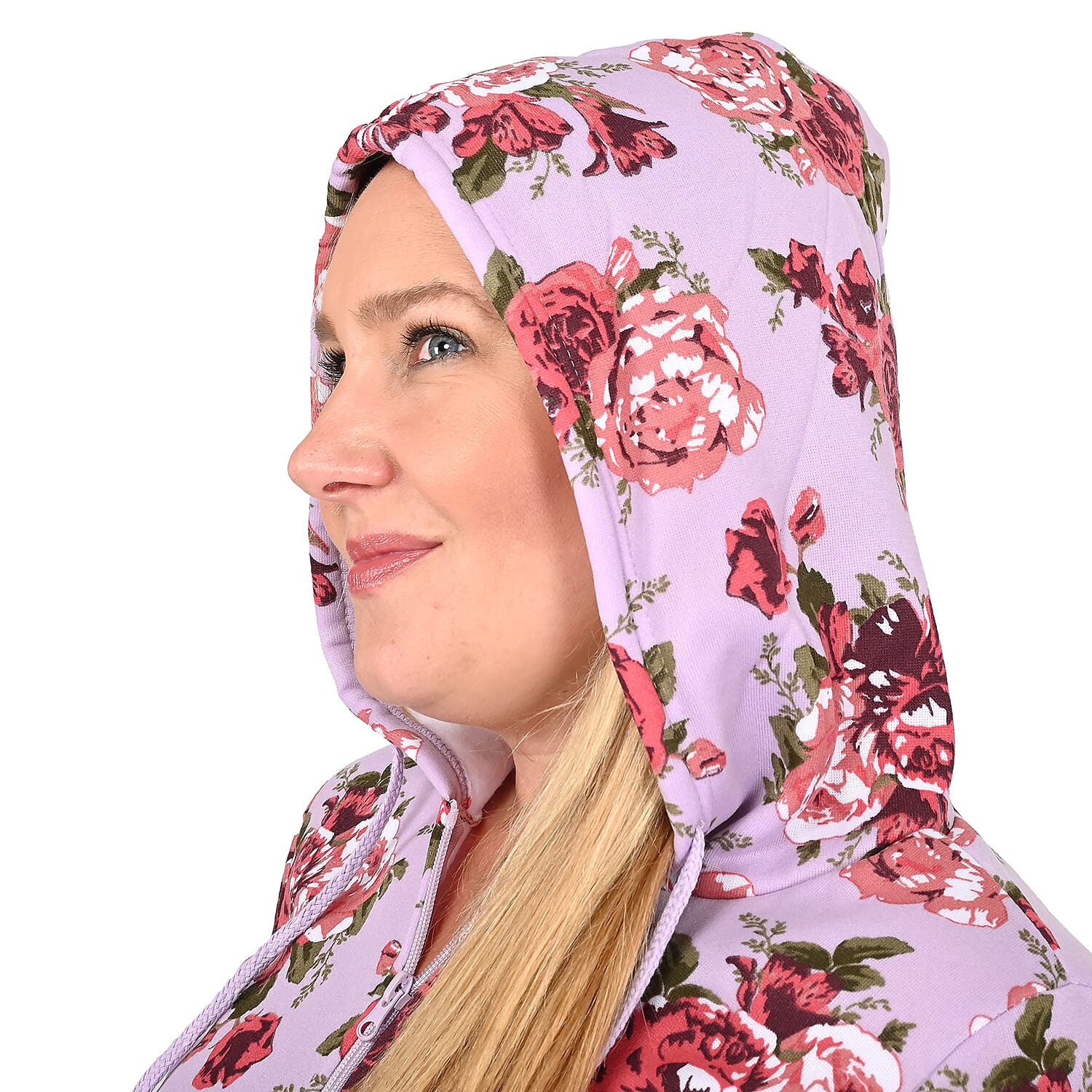 LIT26 Dusty Pink Vintage Rose Fleece Zip-up Hoodie - M