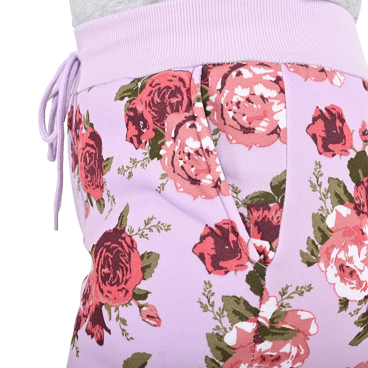 LIT26 Dusty Pink Vintage Rose Print Fleece Joggers - S image number 3