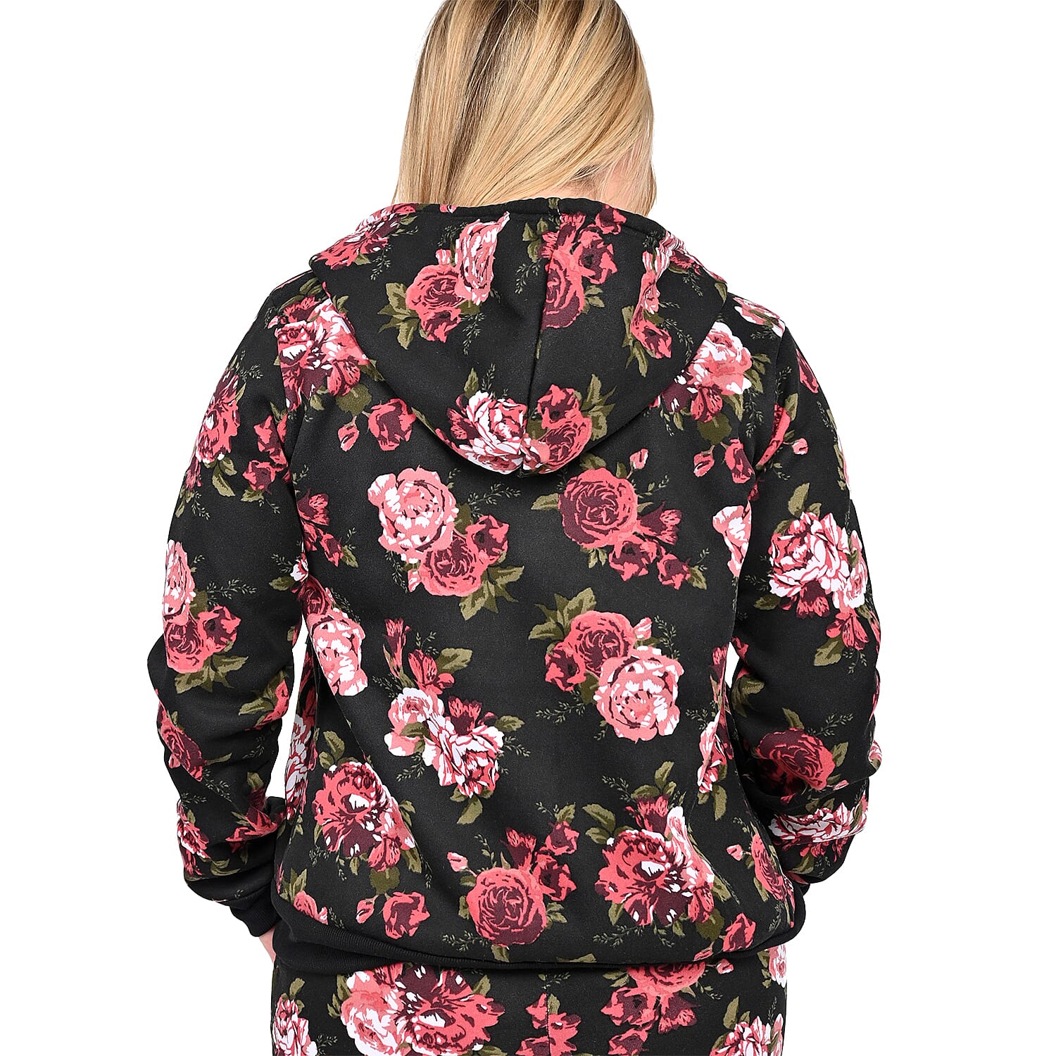 Buy LIT26 Black Vintage Rose Fleece Zip-up Hoodie - M at ShopLC.