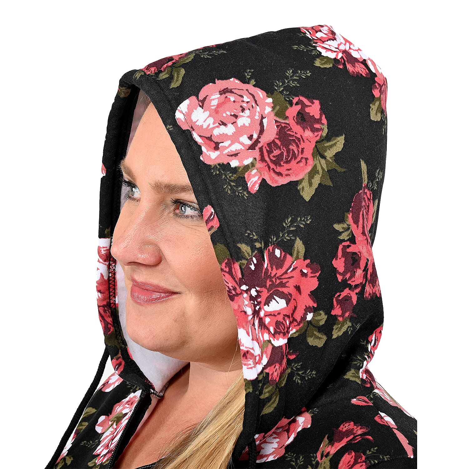 Buy LIT26 Black Vintage Rose Fleece Zip-up Hoodie - M at ShopLC.