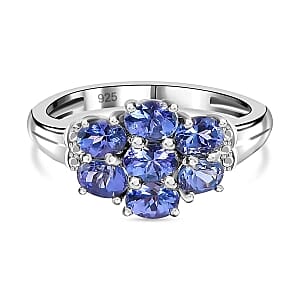 Tanzanite 1.47 ctw Ring in Platinum Over Sterling Silver (Size 10)
