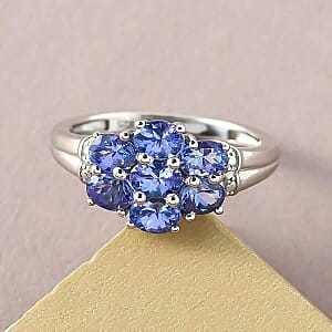Tanzanite 1.47 ctw Ring in Platinum Over Sterling Silver (Size 10)
