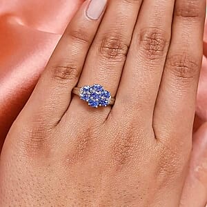 Tanzanite 1.47 ctw Ring in Platinum Over Sterling Silver (Size 10)