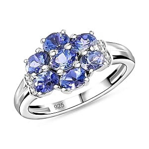 Tanzanite 1.47 ctw Ring in Platinum Over Sterling Silver (Size 10)