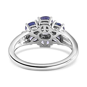 Tanzanite 1.47 ctw Ring in Platinum Over Sterling Silver (Size 10)