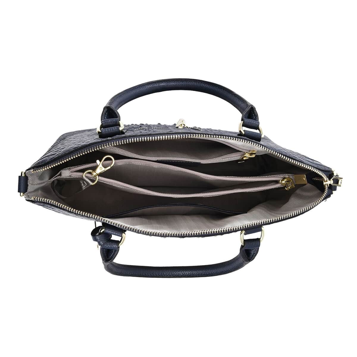 The Monaco Navy with Golden Croco Embossed Genuine Leather Tote Bag for Women, Satchel Purse, Shoulder Handbag, Designer Tote Bag image number 5