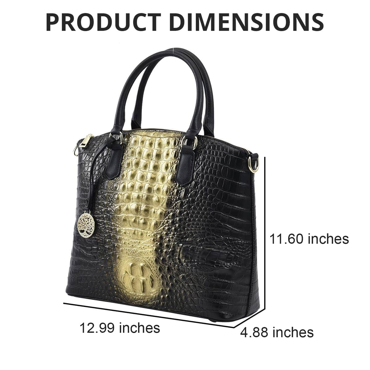The Monaco Black with Golden Croco Embossed Genuine Leather Tote Bag for Women , Satchel Purse , Shoulder Handbag , Designer Tote Bag image number 4