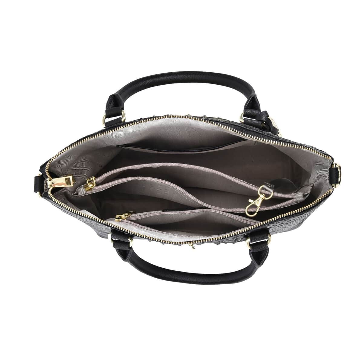 The Monaco Black with Golden Croco Embossed Genuine Leather Tote Bag for Women , Satchel Purse , Shoulder Handbag , Designer Tote Bag image number 5