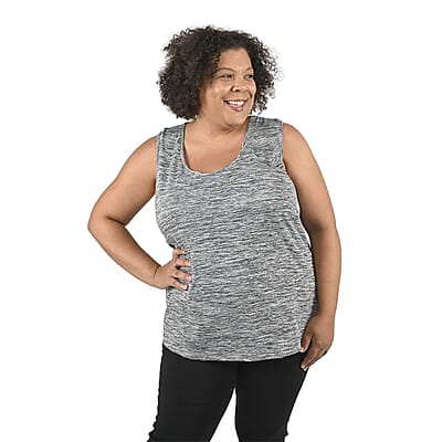 Tamsy Gray Basic Racerback Knit Tank - Medium